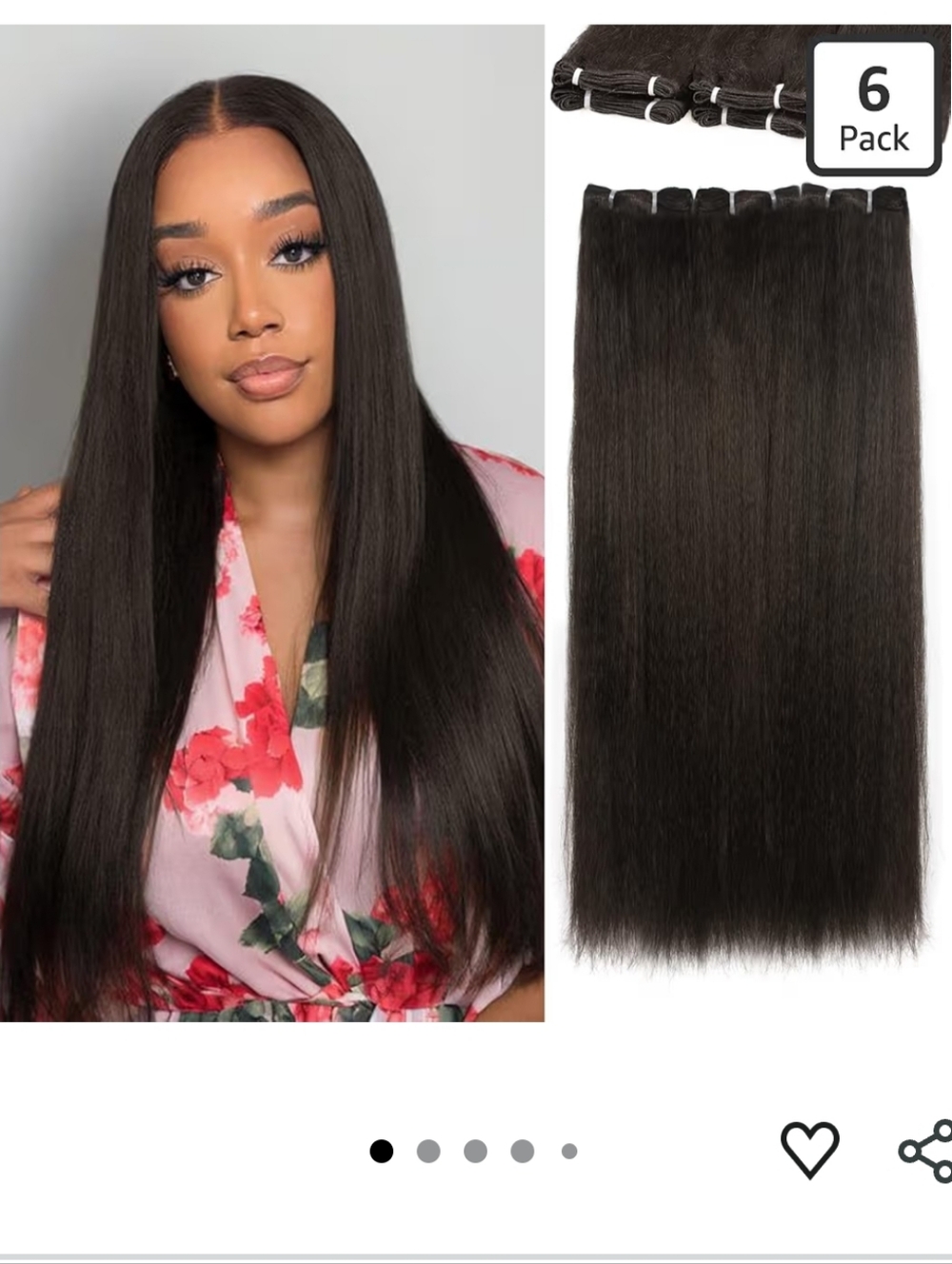 Yaki Straight Hair Bundles Pure Protein Fiber 6 Bundles, 30 Inches